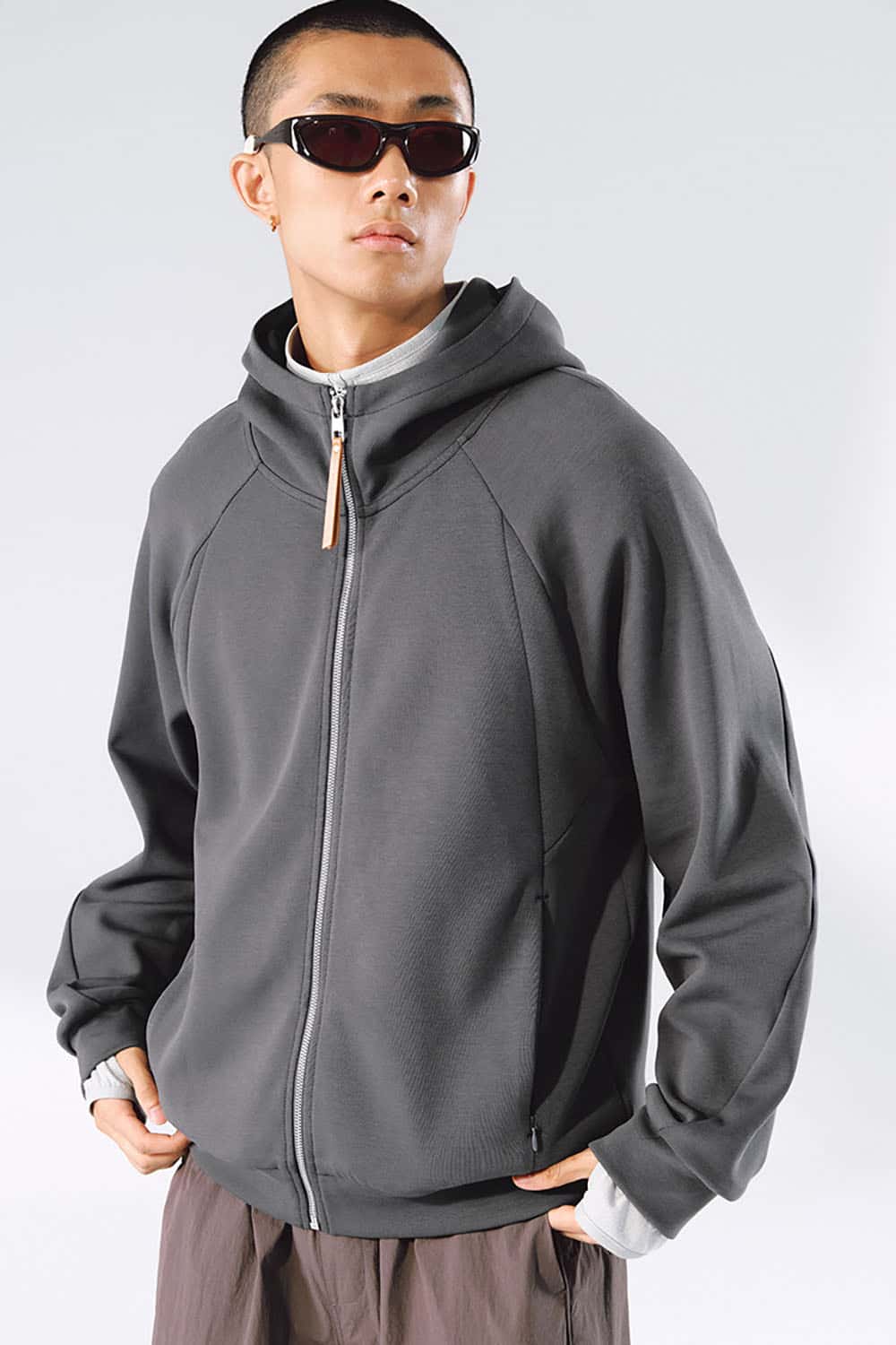 Lycra Jelly Zip-Up Hooded Jacket _ Lightweight Sporty Warmth Hoodie