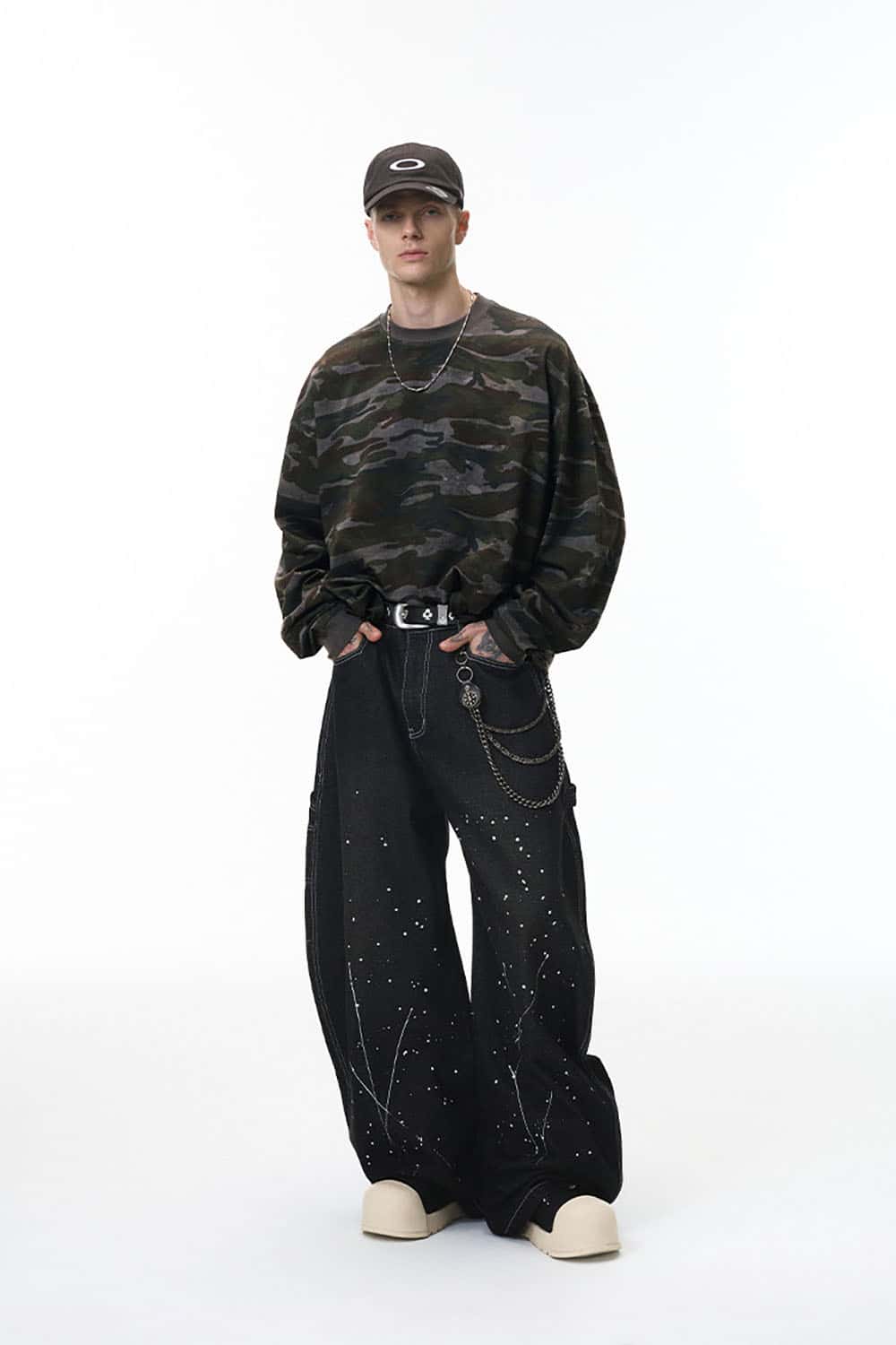 Camo Boxy Long Sleeve T-Shirt _ Outdoor Versatile Crewneck Base Layer