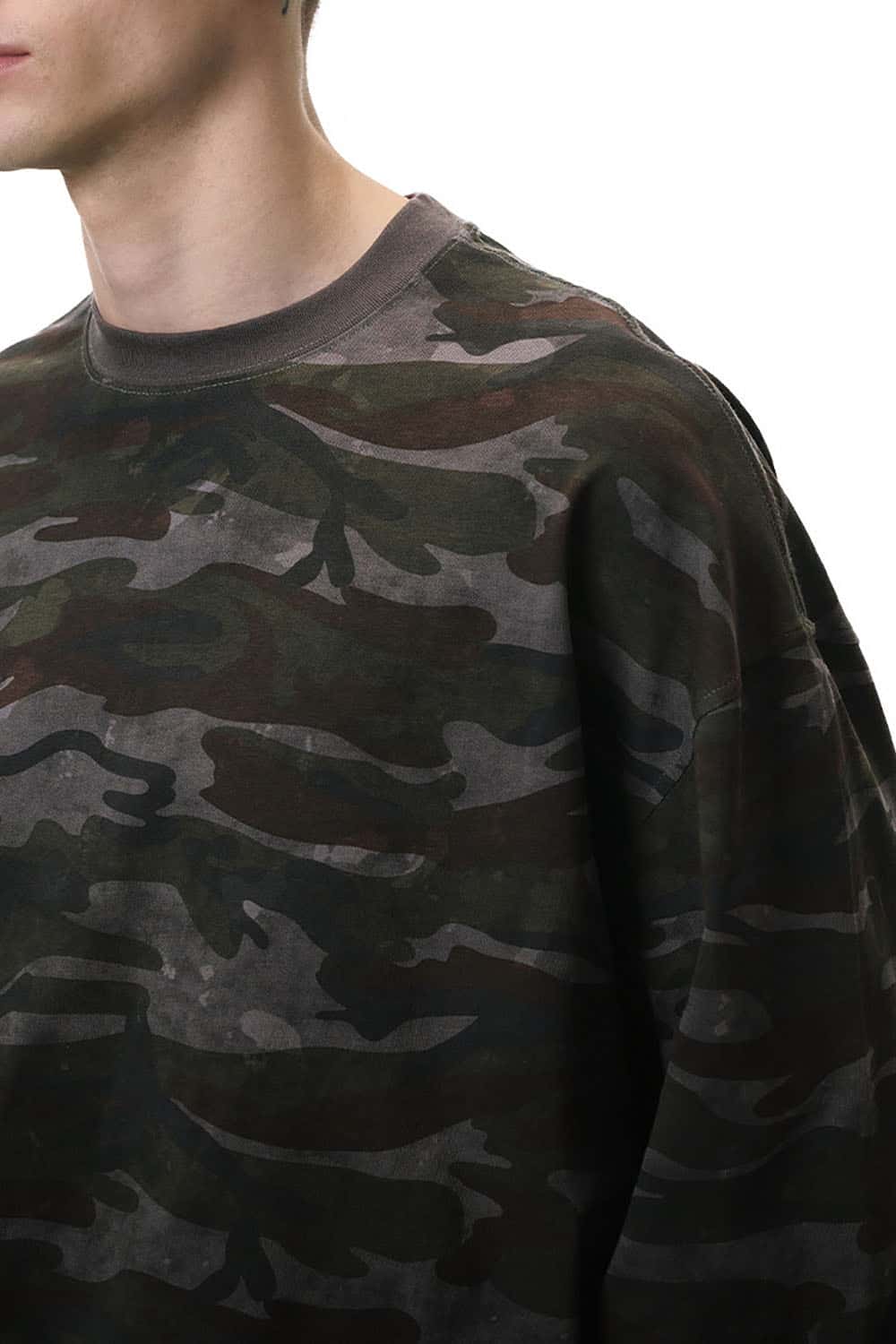 Camo Boxy Long Sleeve T-Shirt _ Outdoor Versatile Crewneck Base Layer