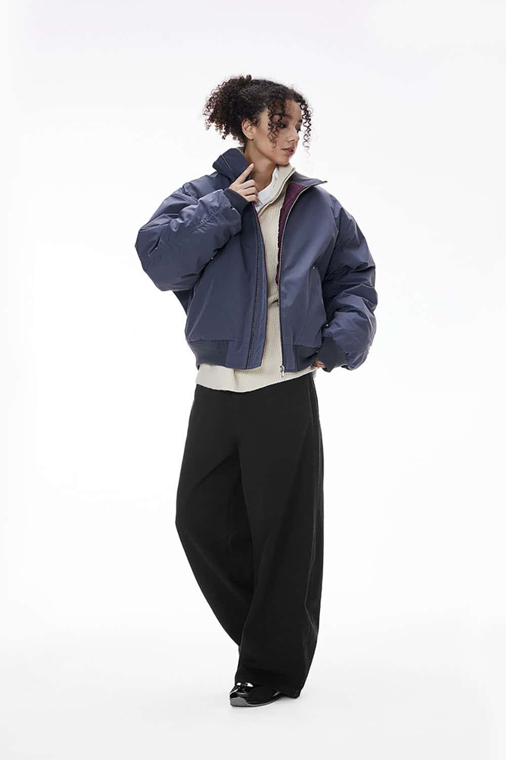 Rivet Vintage Washed Wide-Leg Pants _ Distressed Curved Seam Casual Trousers