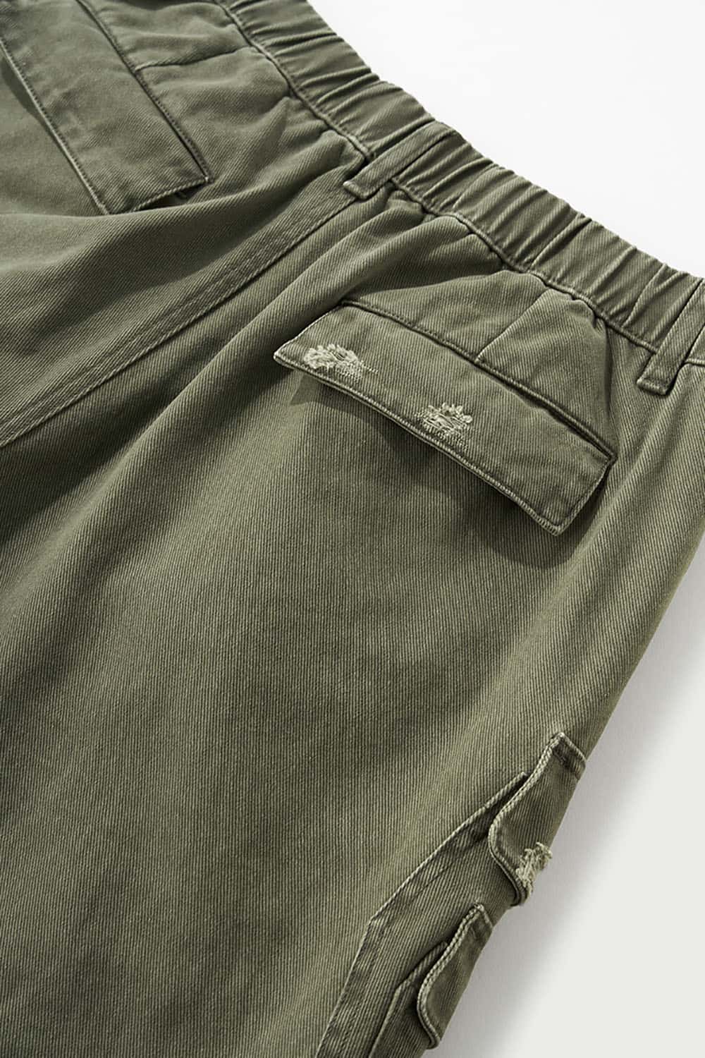 Distressed Washed Multi-Pocket Cargo Pants _ Vintage Loose Fit Utility Trousers