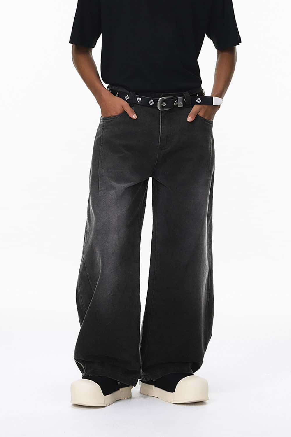 Vintage Washed Pleated Workwear Pants _ Relaxed Fit Distressed Utility Trousers