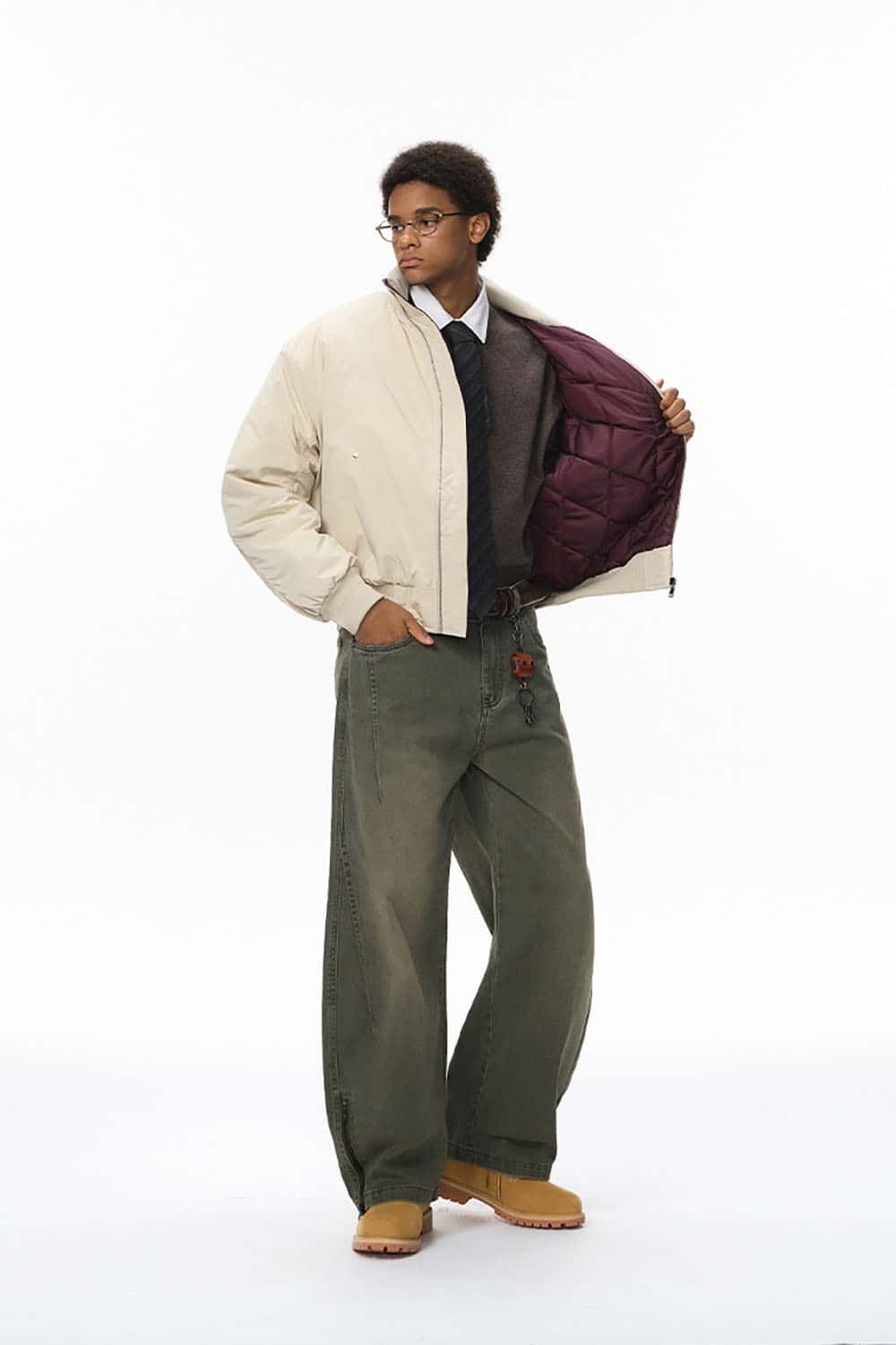 Vintage Washed Pleated Workwear Pants _ Relaxed Fit Distressed Utility Trousers