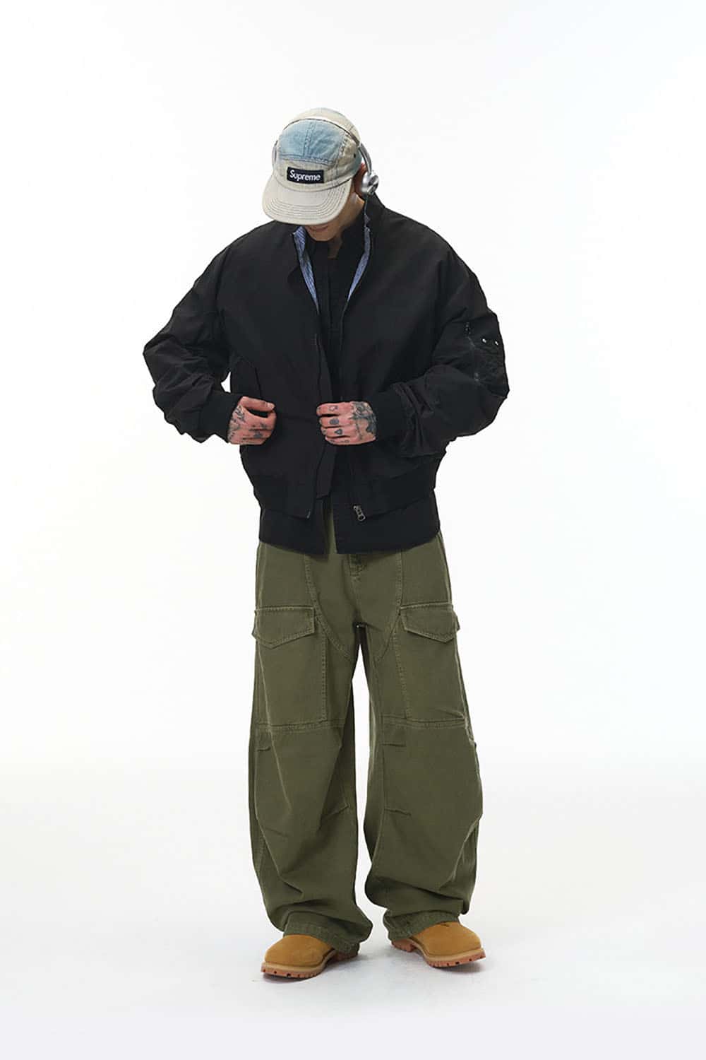 Short Bomber Jacket with Stand Collar _ Plaid Contrast Baseball Style Outerwear