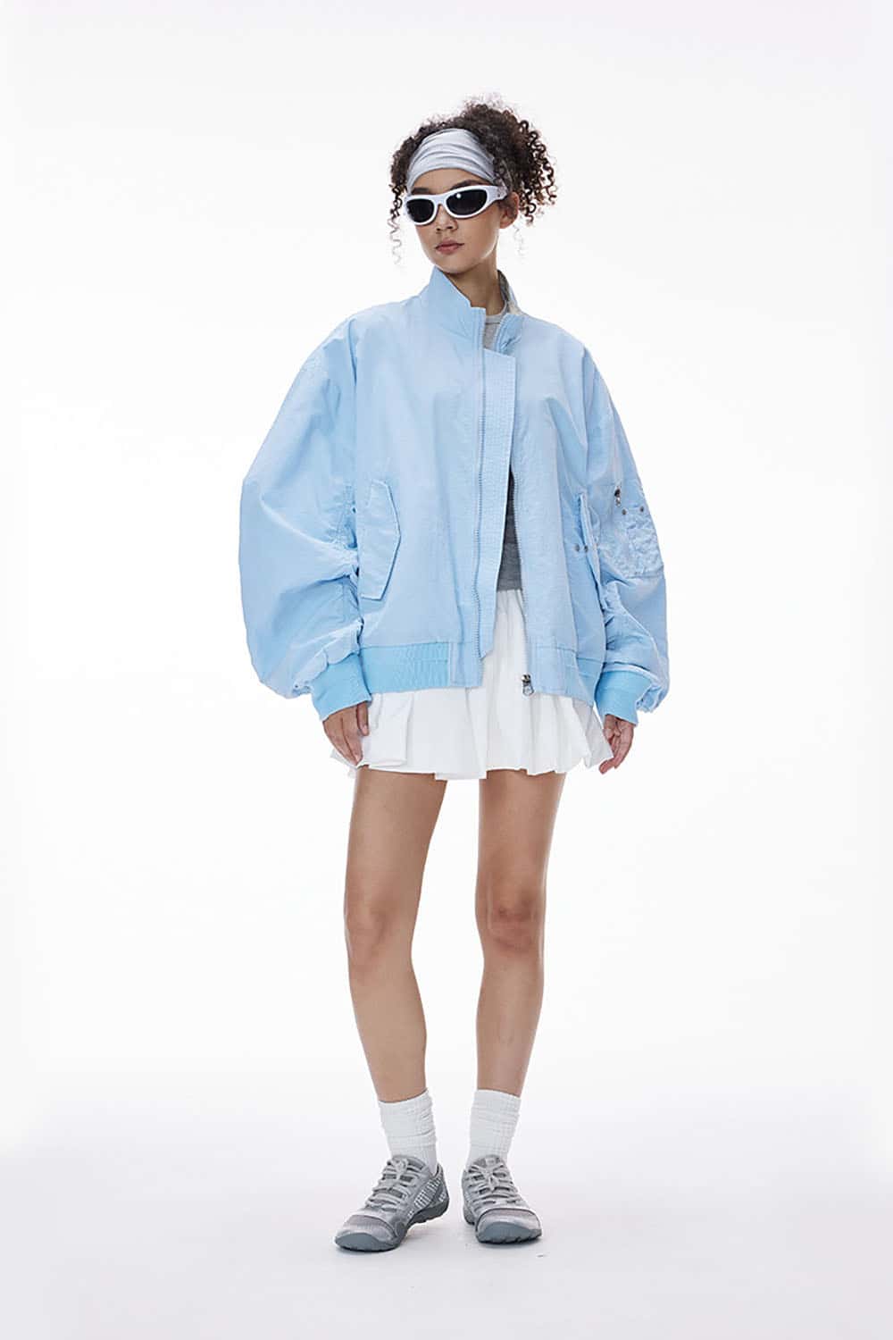 Short Bomber Jacket with Stand Collar _ Plaid Contrast Baseball Style Outerwear