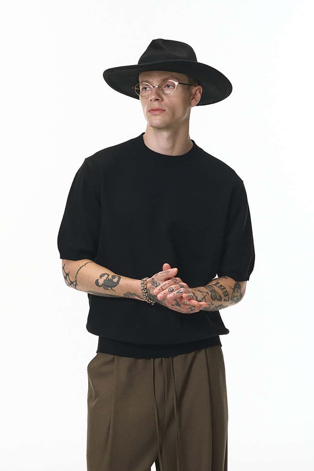 Loose Knit Crewneck Sweater Tee _ Short Sleeve Warm Wool-Blend Pullover