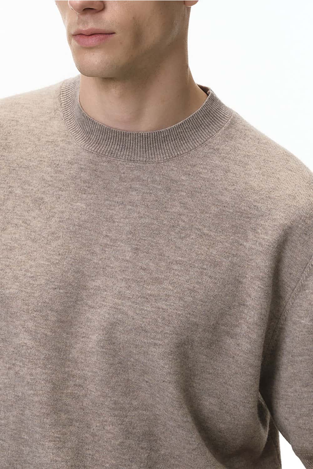 Loose Knit Crewneck Sweater Tee _ Short Sleeve Warm Wool-Blend Pullover