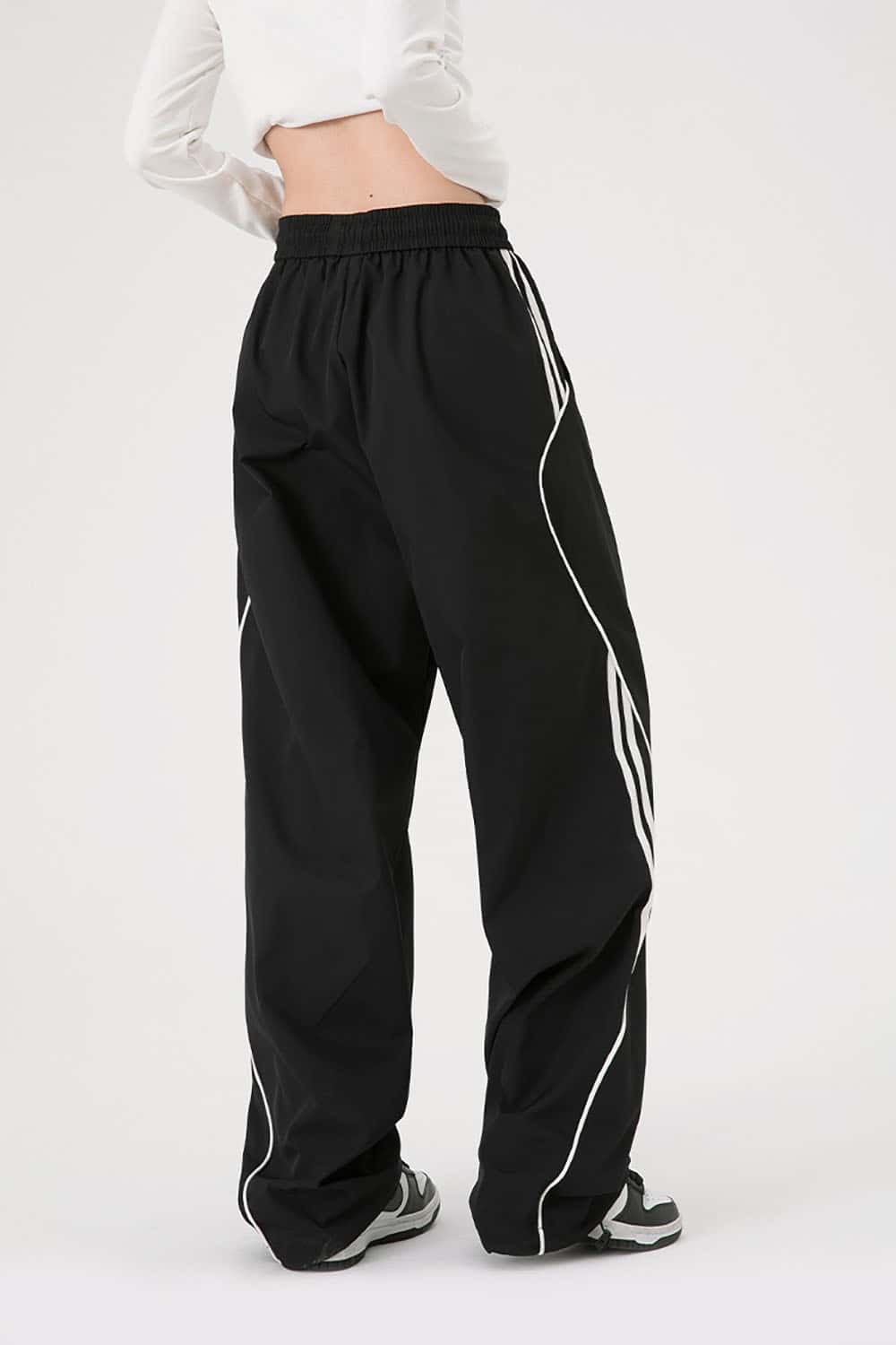 Straight-Leg Drawstring Joggers _ Relaxed Fit Sporty Track Pants with Cuffed Ankles