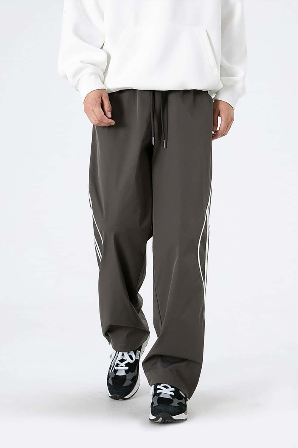 Straight-Leg Drawstring Joggers _ Relaxed Fit Sporty Track Pants with Cuffed Ankles
