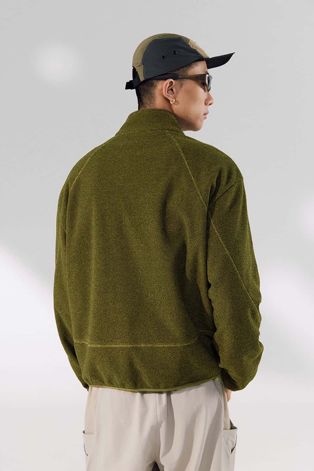 Honeycomb Thermal Fleece Jacket _ Stand Collar Zip-Up Outdoor Sport Sweatshirt