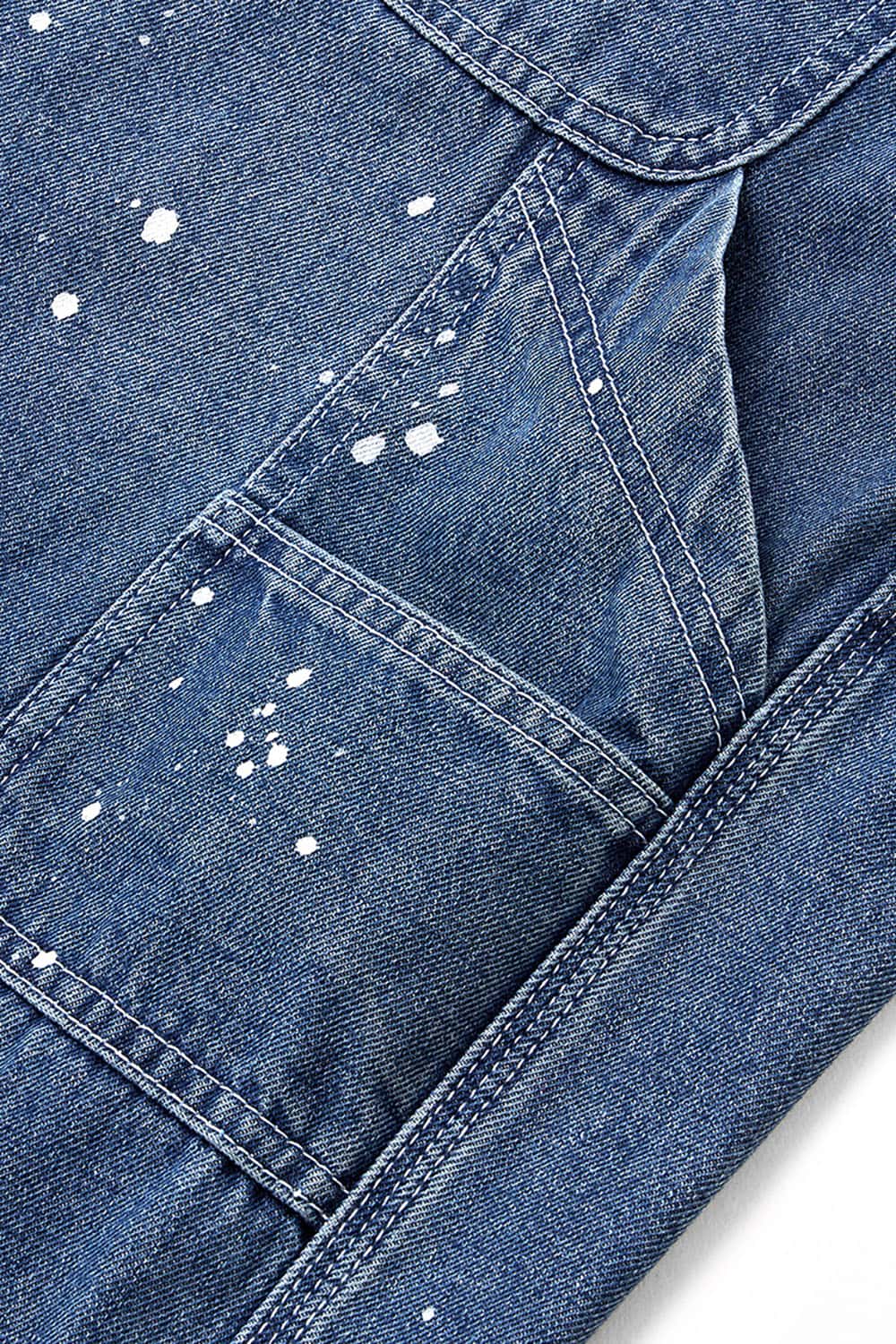 Straight-Leg Splatter-Wash Denim Jeans _ Vintage Lumberjack Style Relaxed Fit