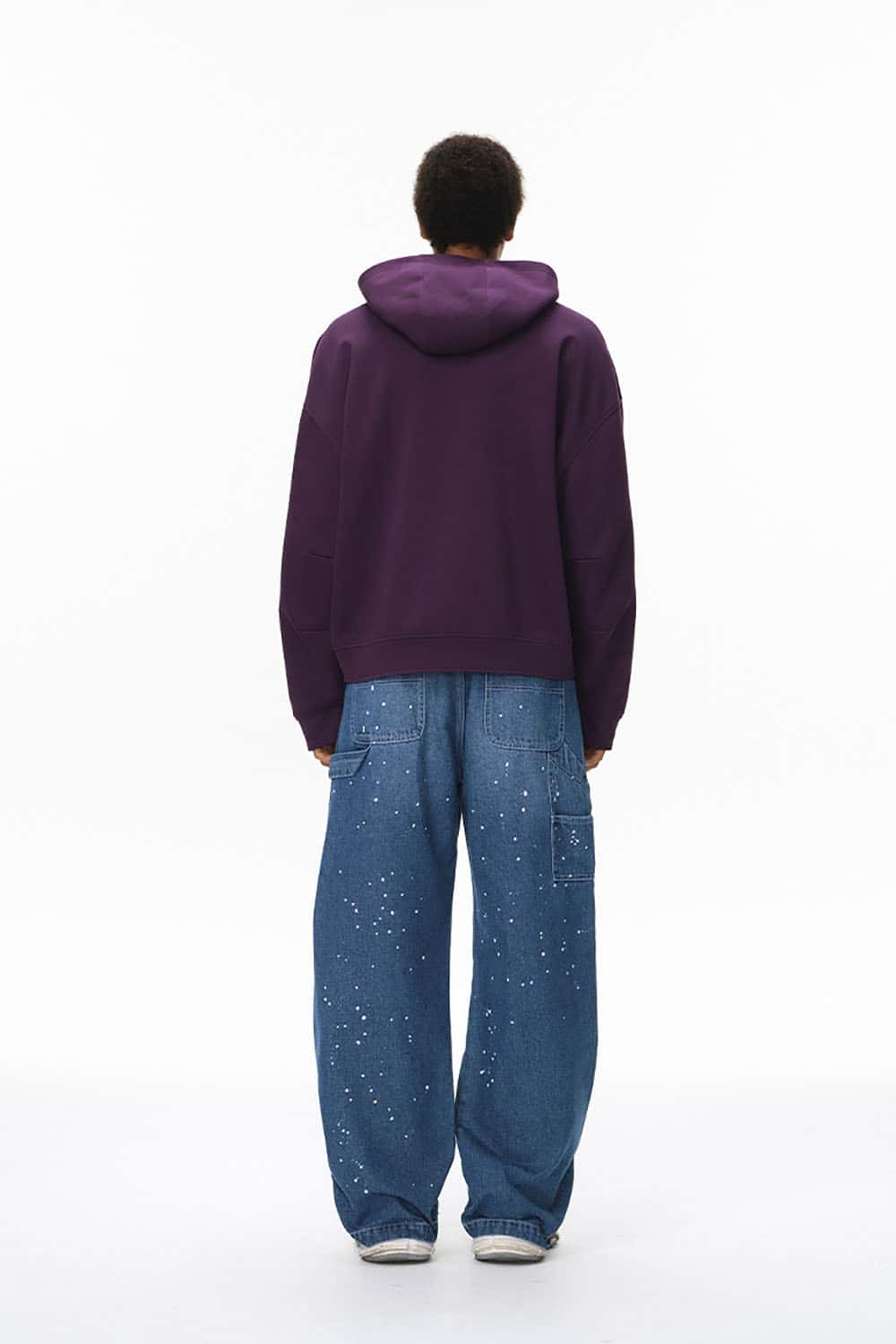 Straight-Leg Splatter-Wash Denim Jeans _ Vintage Lumberjack Style Relaxed Fit