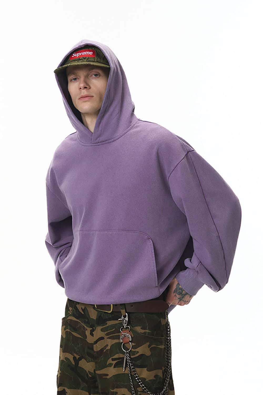 380g Washed Vintage Dragon-Scale Hoodie _ Loose Fit Fleece Pullover
