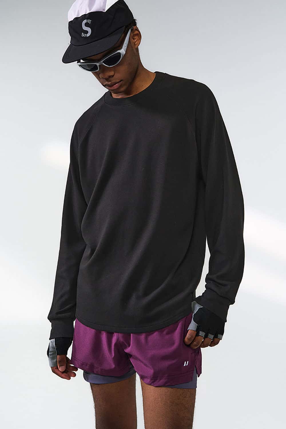 Warm Raglan Sleeve Long-Sleeve T-Shirt _ Solid Color Loose Fit Crewneck Baselayer