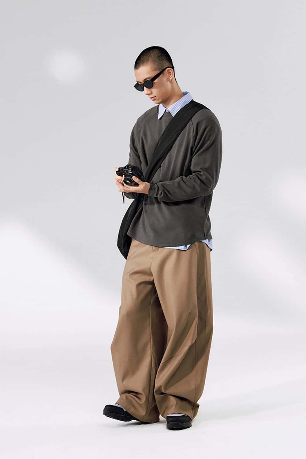 Warm Raglan Sleeve Long-Sleeve T-Shirt _ Solid Color Loose Fit Crewneck Baselayer