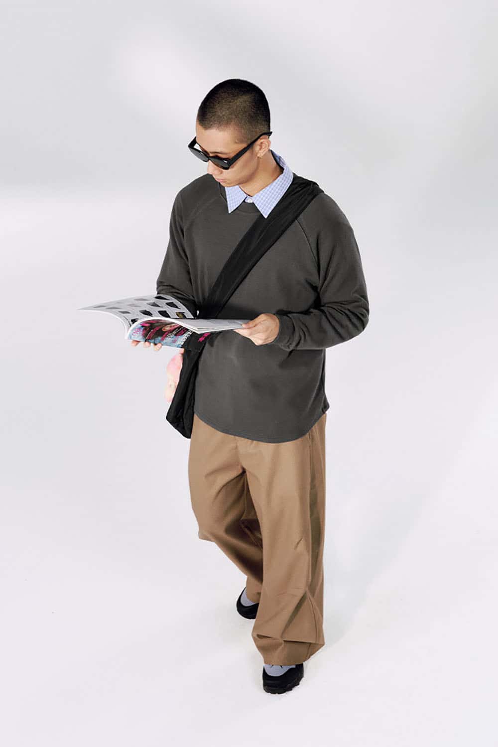 Warm Raglan Sleeve Long-Sleeve T-Shirt _ Solid Color Loose Fit Crewneck Baselayer