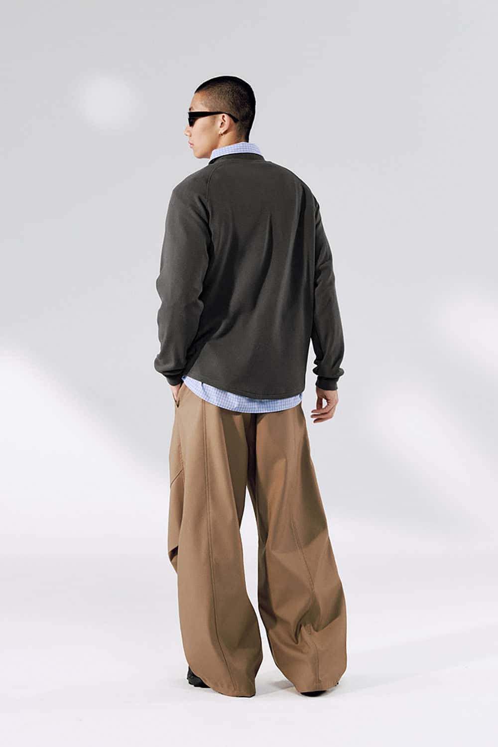 Warm Raglan Sleeve Long-Sleeve T-Shirt _ Solid Color Loose Fit Crewneck Baselayer