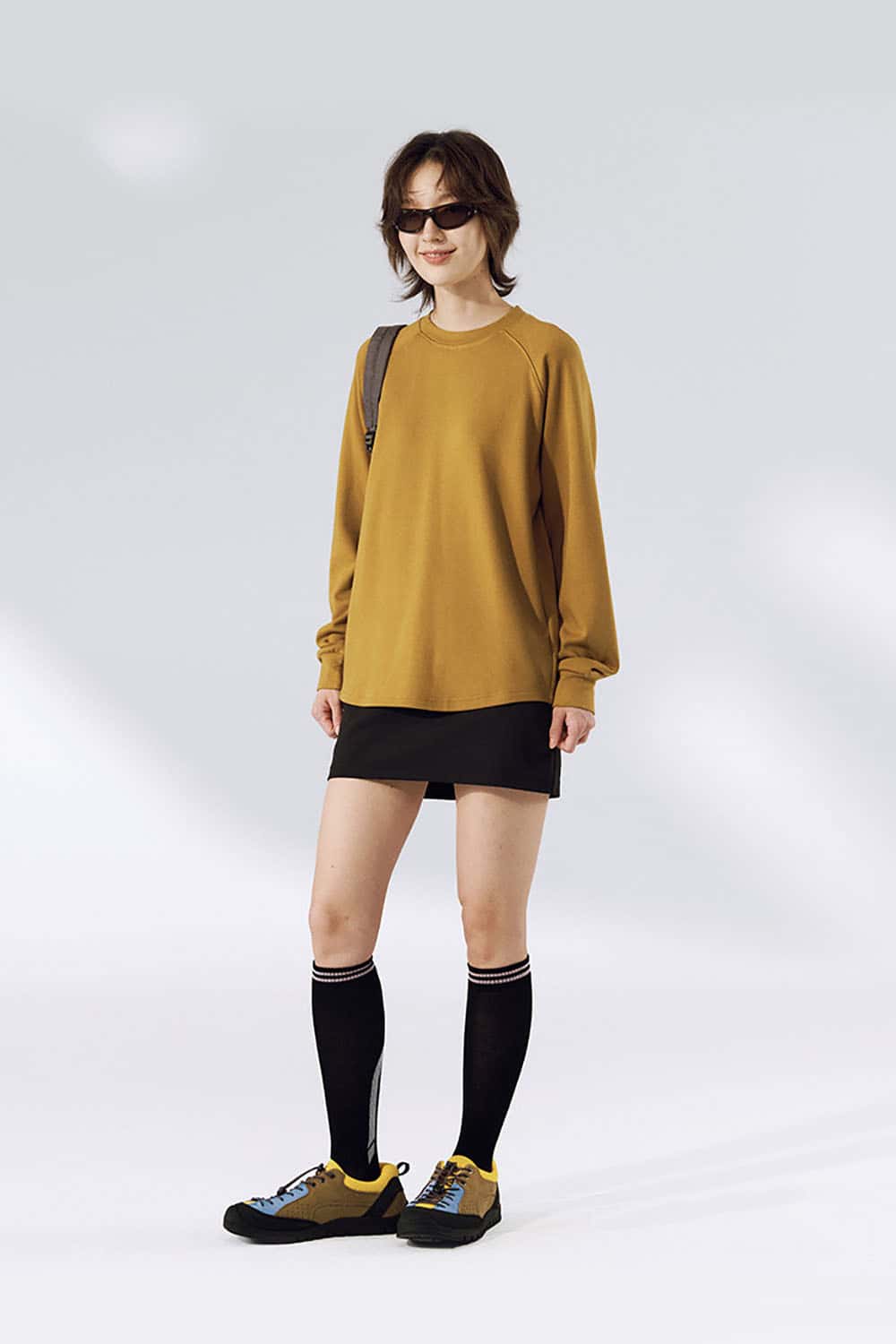 Warm Raglan Sleeve Long-Sleeve T-Shirt _ Solid Color Loose Fit Crewneck Baselayer