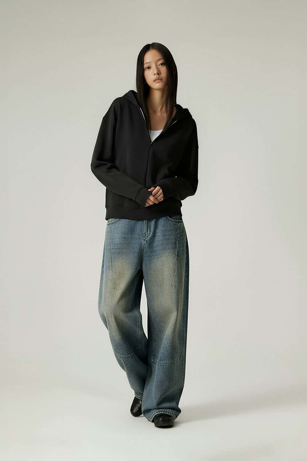 Lyocell Air-Layer Zip Hoodie _ 300g Minimalist Casual Essential Hooded Jacket