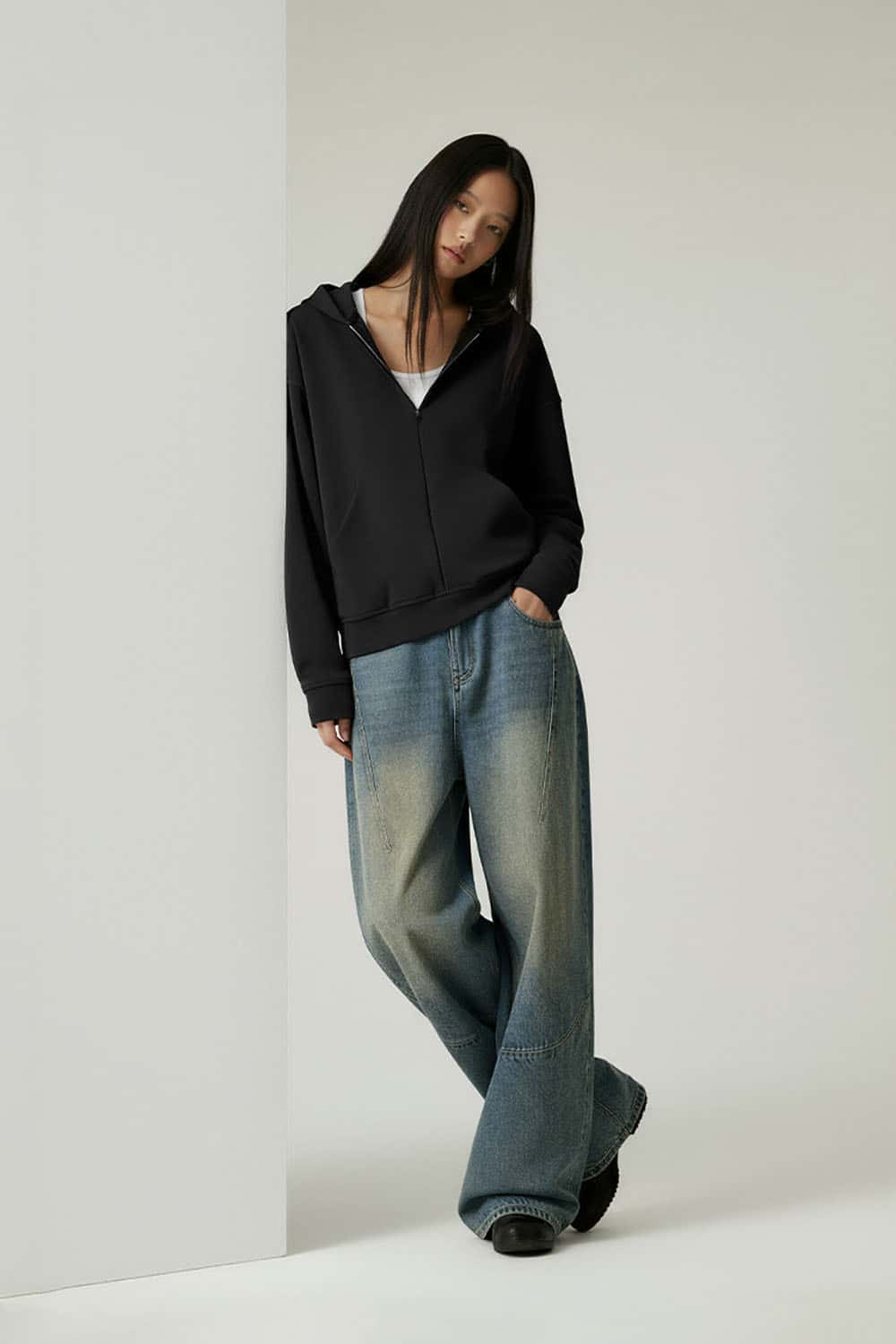 Lyocell Air-Layer Zip Hoodie _ 300g Minimalist Casual Essential Hooded Jacket