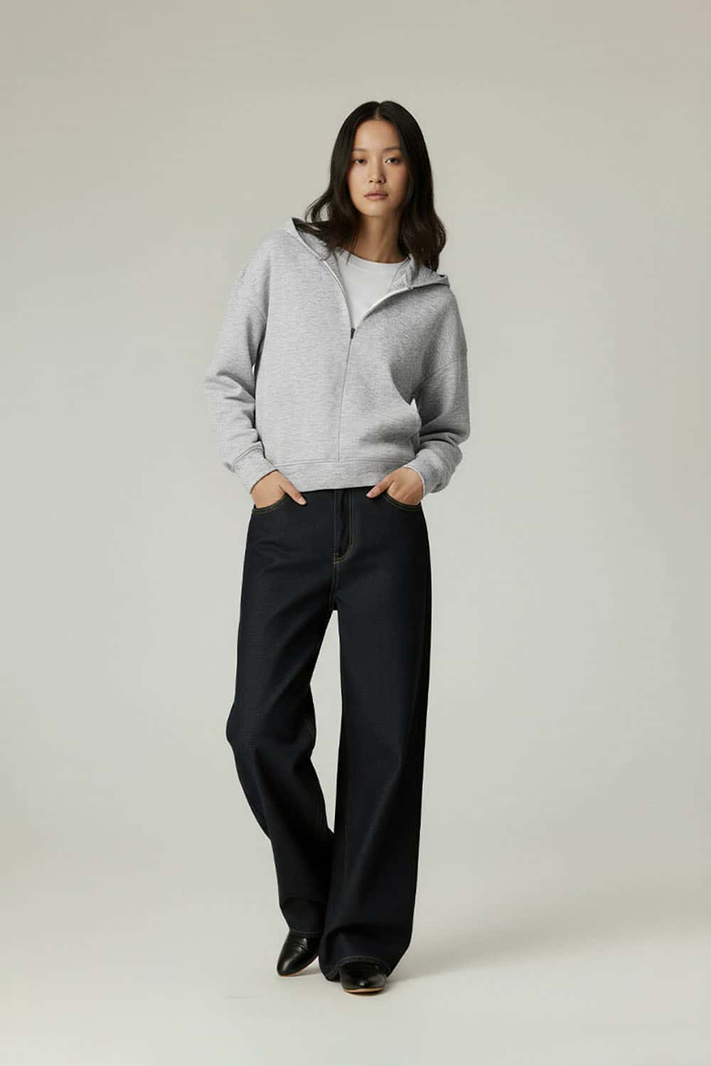 Lyocell Air-Layer Zip Hoodie _ 300g Minimalist Casual Essential Hooded Jacket