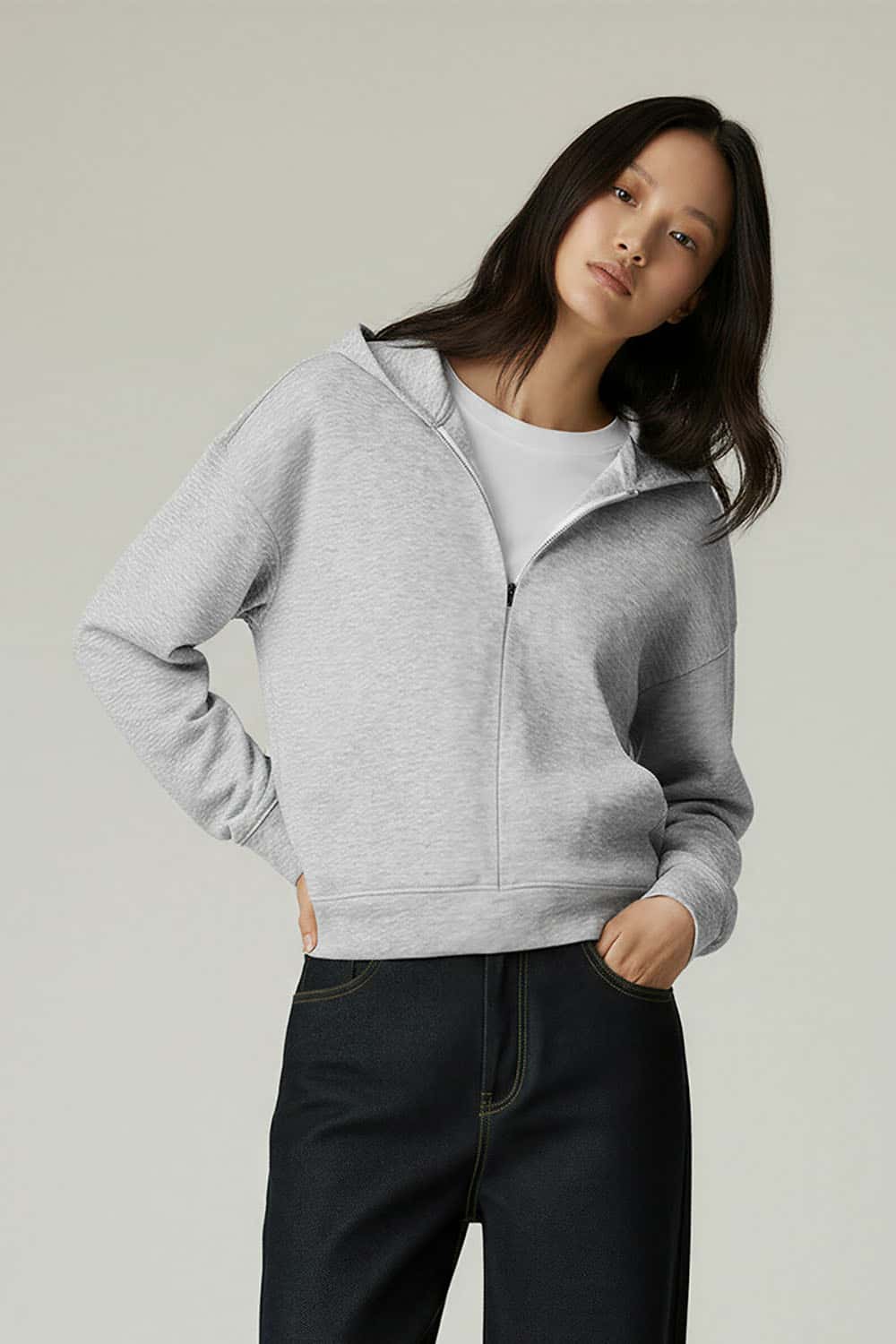 Lyocell Air-Layer Zip Hoodie _ 300g Minimalist Casual Essential Hooded Jacket