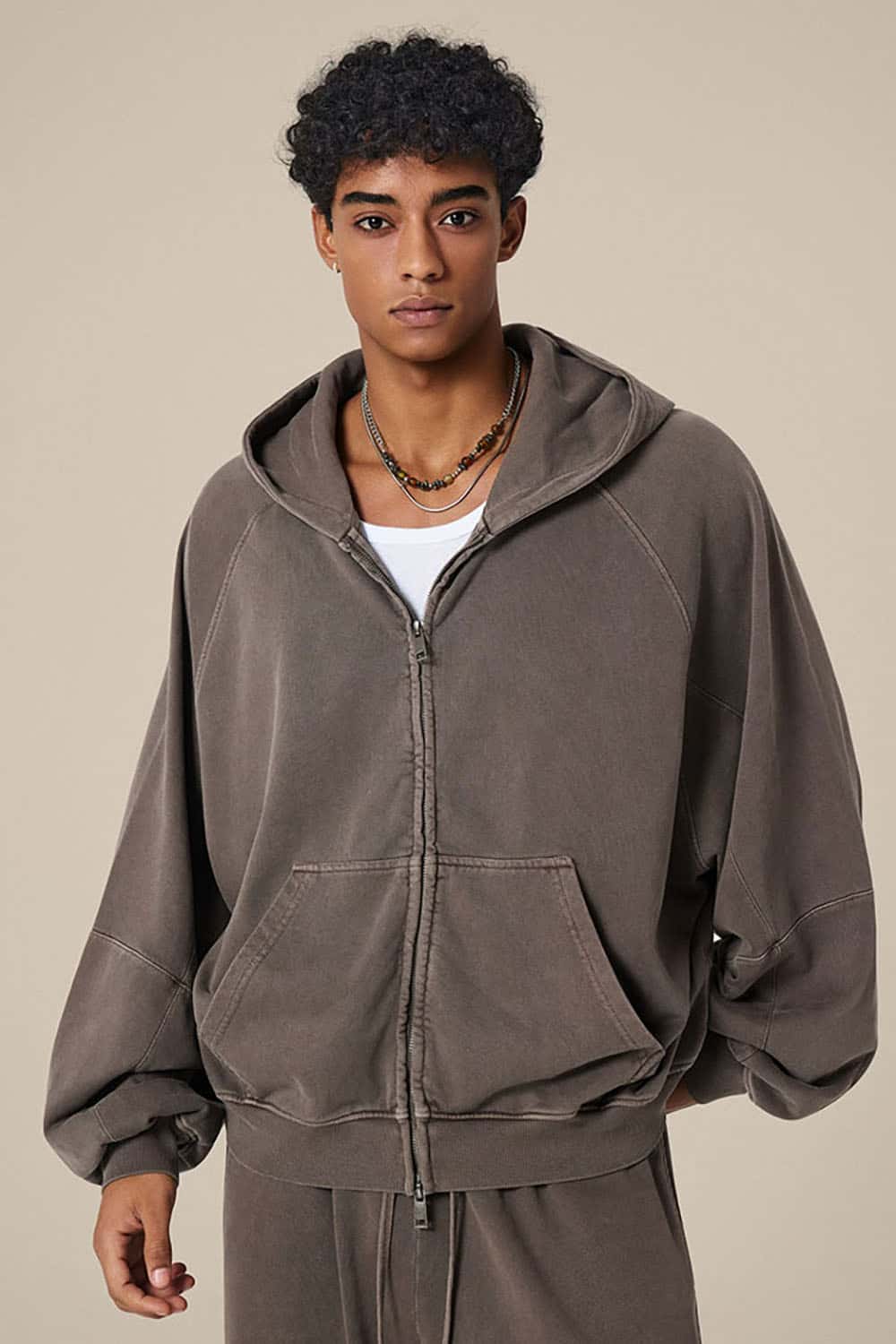 BOXY Heavyweight Zip Hoodie _ 480g Short Wide-Fit Paneled Hooded Sweatshirt