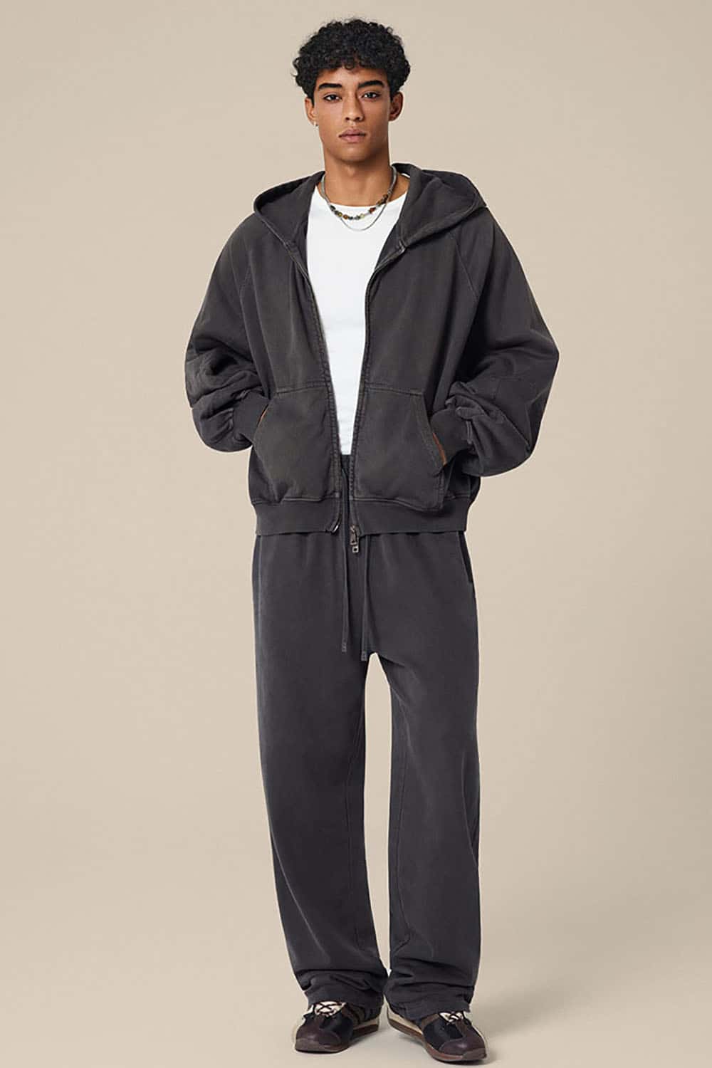 BOXY Heavyweight Zip Hoodie _ 480g Short Wide-Fit Paneled Hooded Sweatshirt