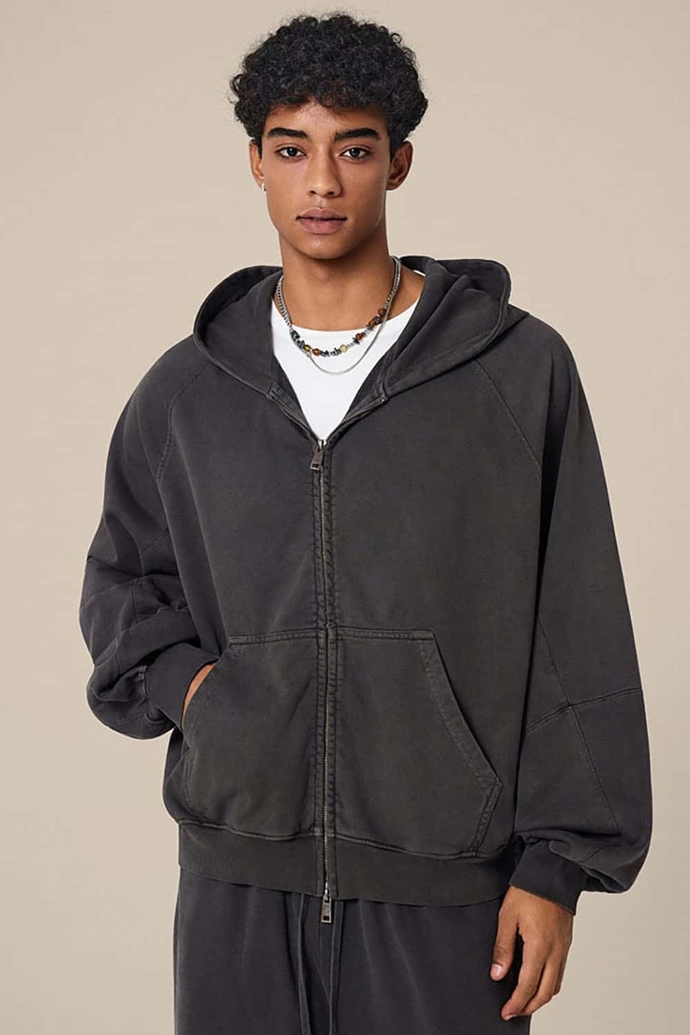 BOXY Heavyweight Zip Hoodie _ 480g Short Wide-Fit Paneled Hooded Sweatshirt