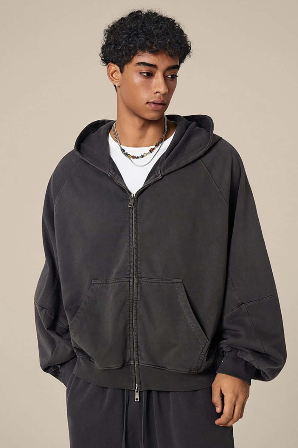 BOXY Heavyweight Zip Hoodie _ 480g Short Wide-Fit Paneled Hooded Sweatshirt
