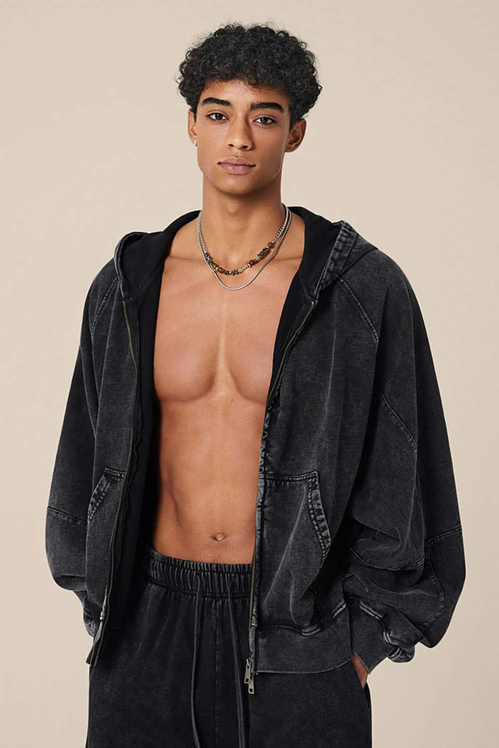 BOXY Heavyweight Zip Hoodie _ 480g Short Wide-Fit Paneled Hooded Sweatshirt