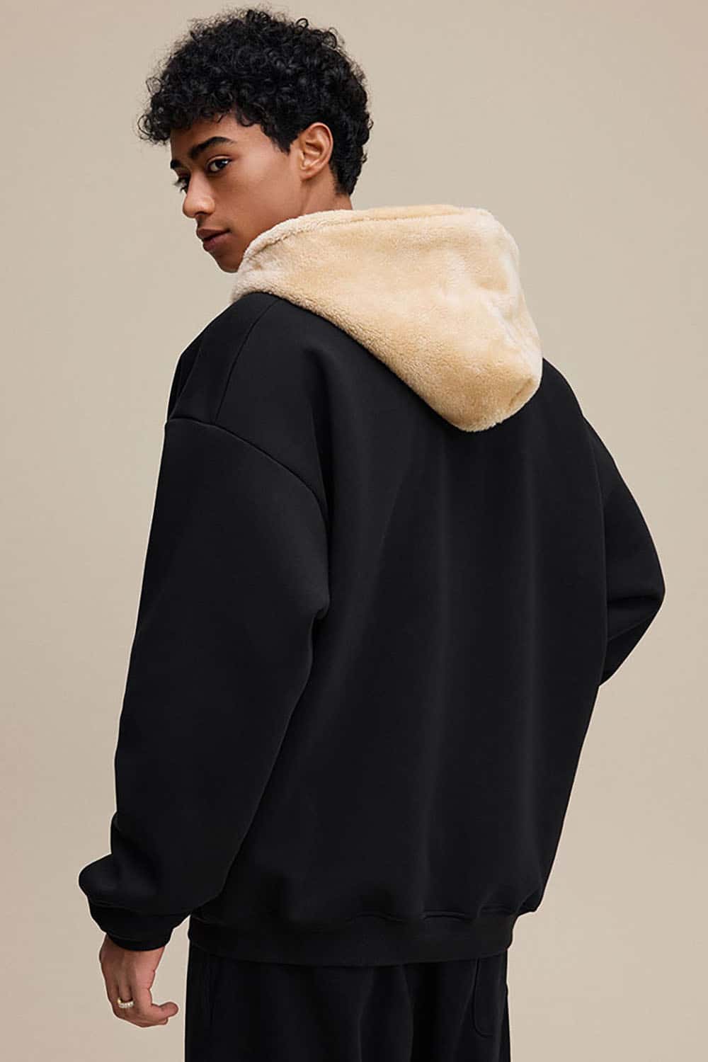 Plush Lined Zip-Up Hoodie _ Loose Fit Fleece Hooded Sweatshirt Jacket