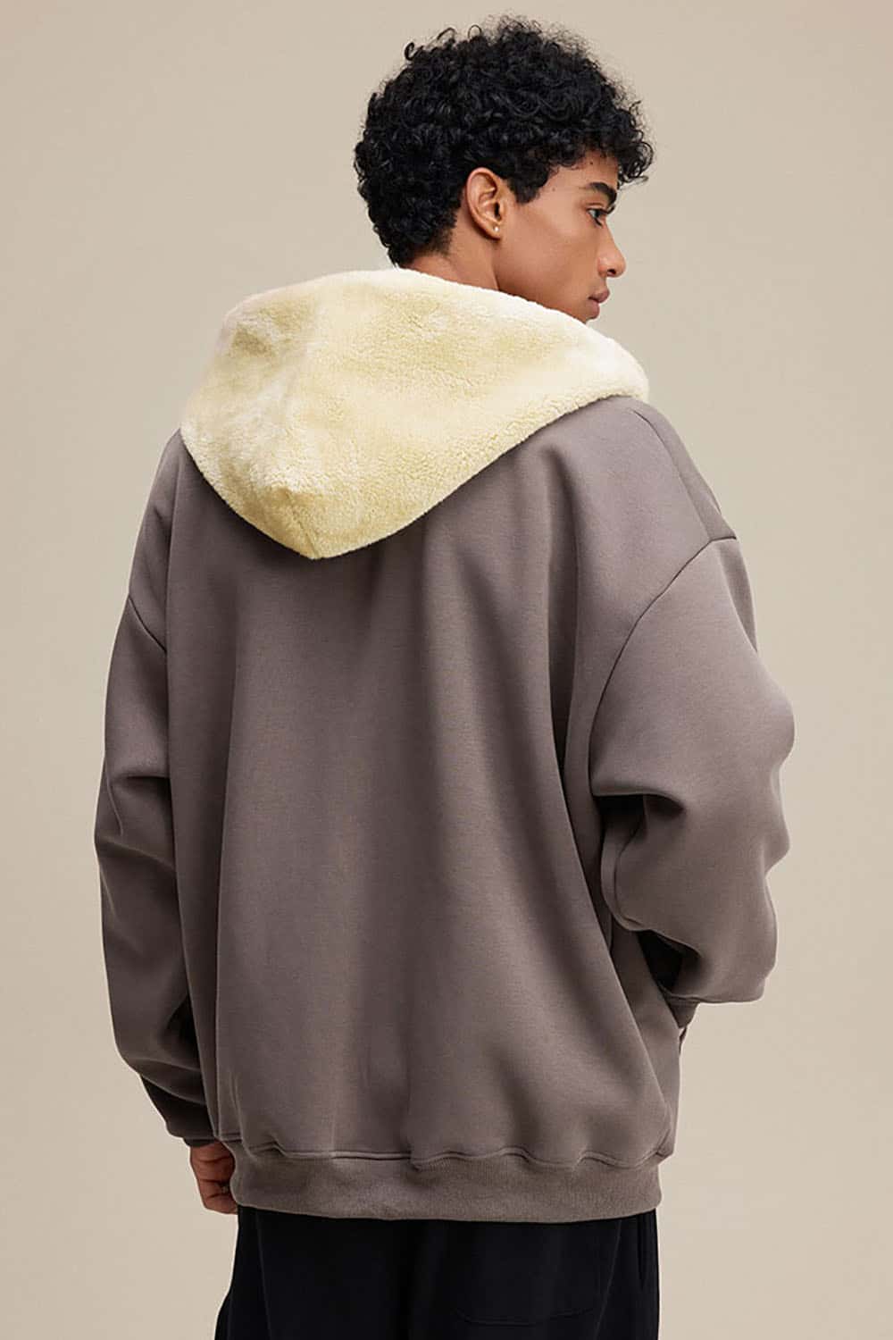 Plush Lined Zip-Up Hoodie _ Loose Fit Fleece Hooded Sweatshirt Jacket