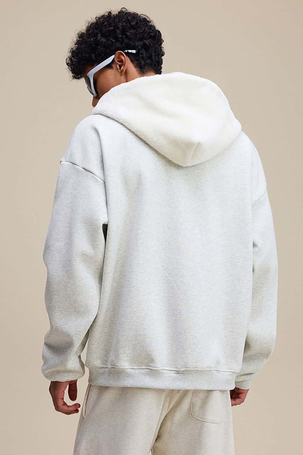 Plush Lined Zip-Up Hoodie _ Loose Fit Fleece Hooded Sweatshirt Jacket