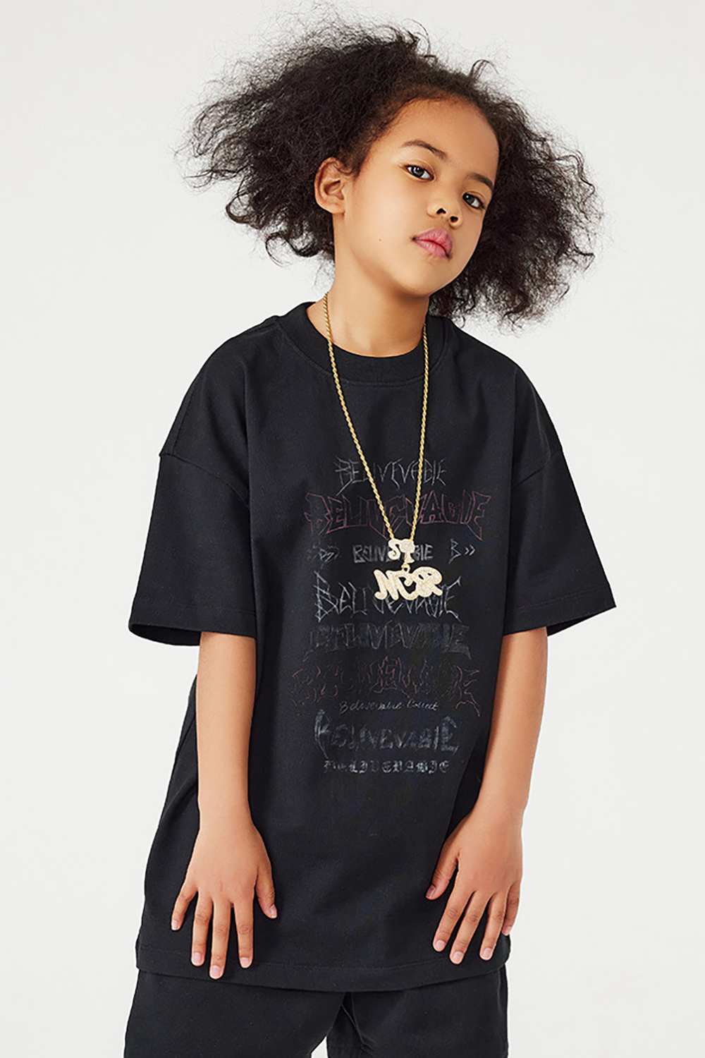 Kids' Heavyweight Cotton Alphabet Tee - Vintage Washed High Street T-Shirt