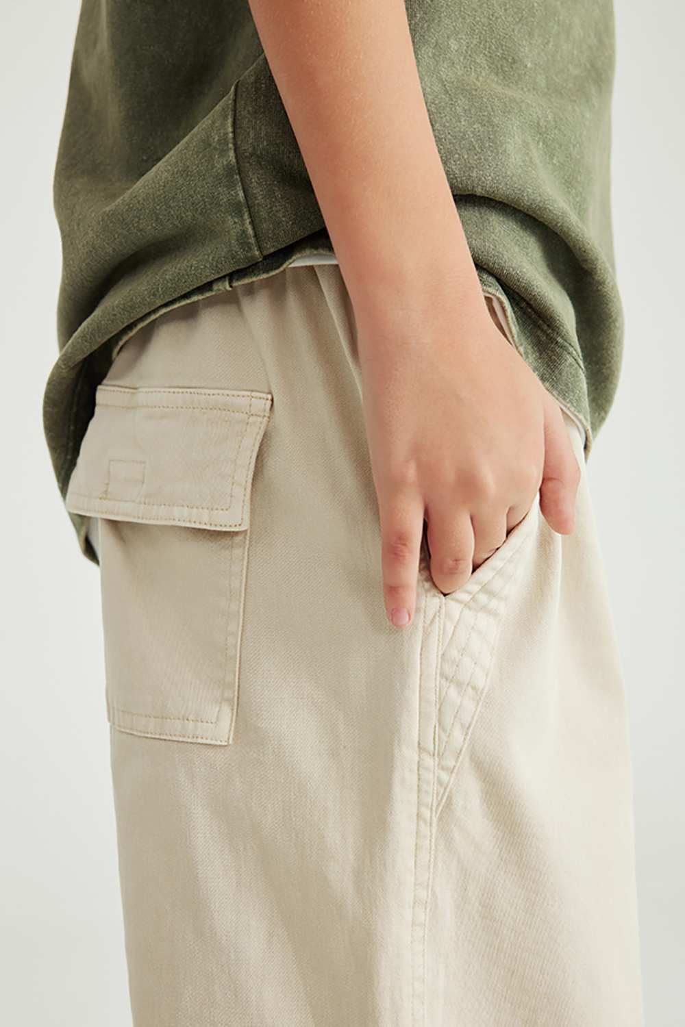 Kids' Vintage Washed Cargo Pants - Relaxed Outdoor Fashion