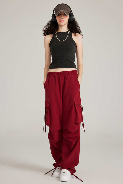 Fitted High-Neck Ribbed Cropped Tank Top in Fried Snowflakes - full-length front modeled view