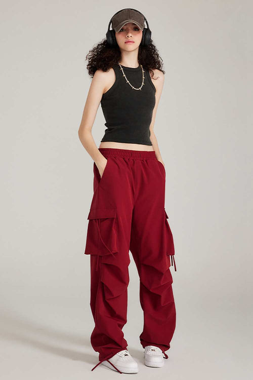 Fitted High-Neck Ribbed Cropped Tank Top in Fried Snowflakes - full-length front modeled view