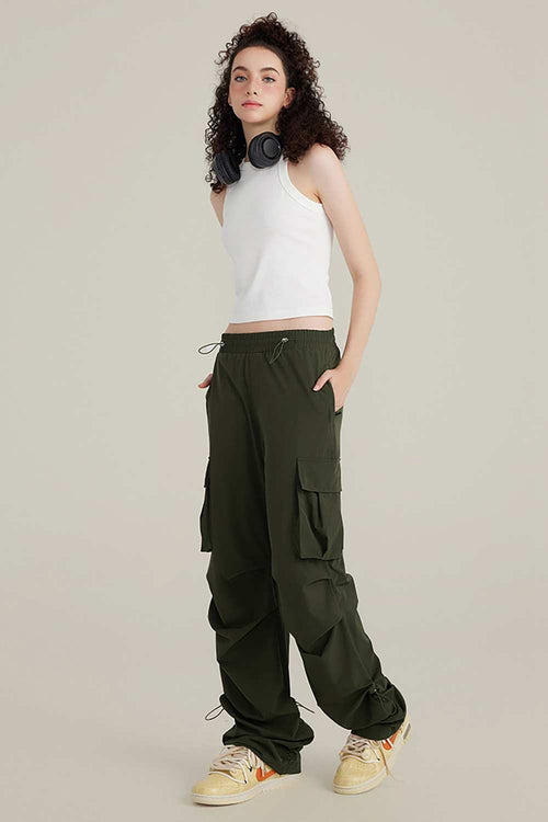 Fitted High-Neck Ribbed Cropped Tank Top in White - full-length front modeled view