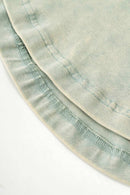Cotton-Stretch Ruched High-Neck Cropped Tank in Haze Blue - front modeled view