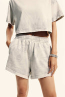 Distressed Washed Shorts - Beige