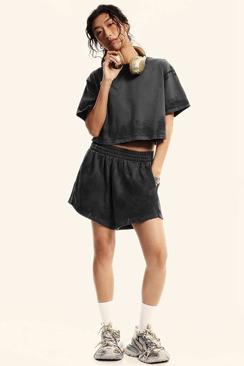 Distressed Washed Shorts - Charcoal