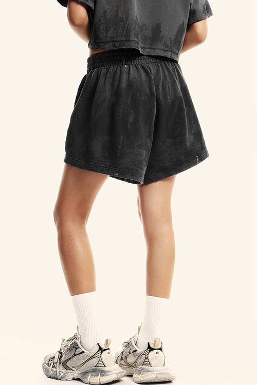 Distressed Washed Shorts - Charcoal
