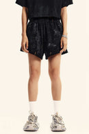 Distressed Washed Shorts - Active Black