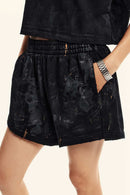 Distressed Washed Shorts - Active Black