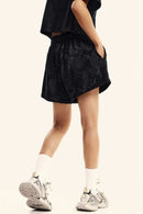 Distressed Washed Shorts - Active Black