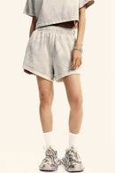 Distressed Washed Shorts - Beige