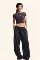 Washed Cropped Street Tee - Chocolate