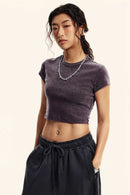 Washed Cropped Street Tee - Chocolate