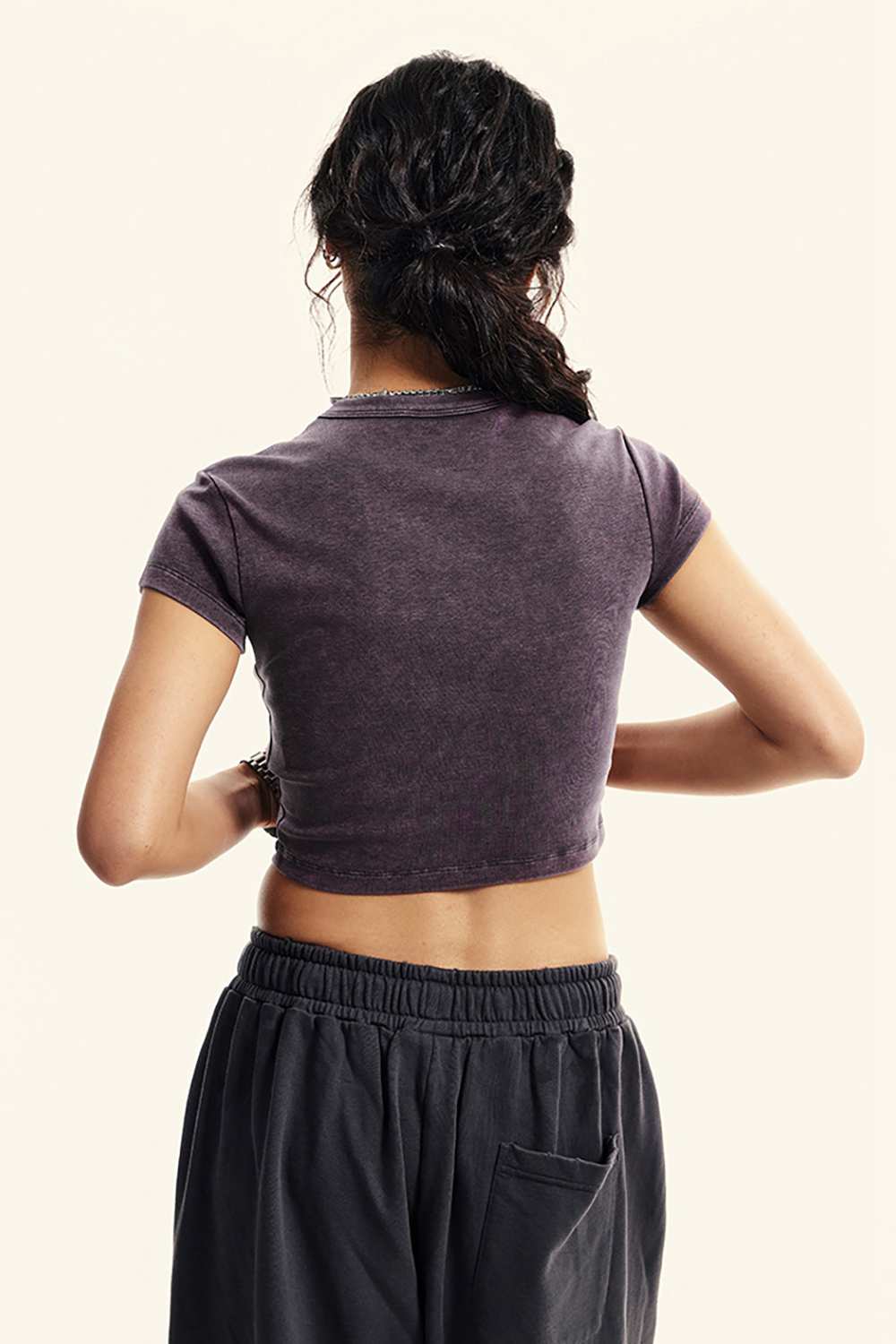 Washed Cropped Street Tee - Chocolate